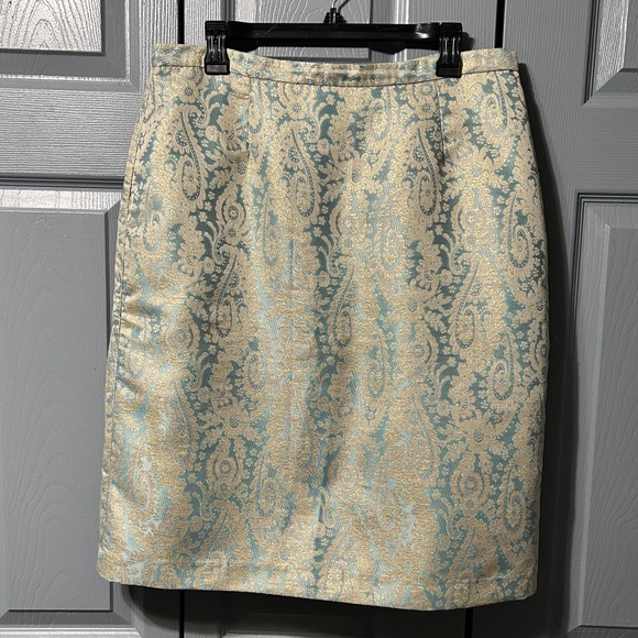 ‼️SOLD‼️ 🩵💛Teal and Gold Pencil Skirt💛🩵 - Picture 1 of 1